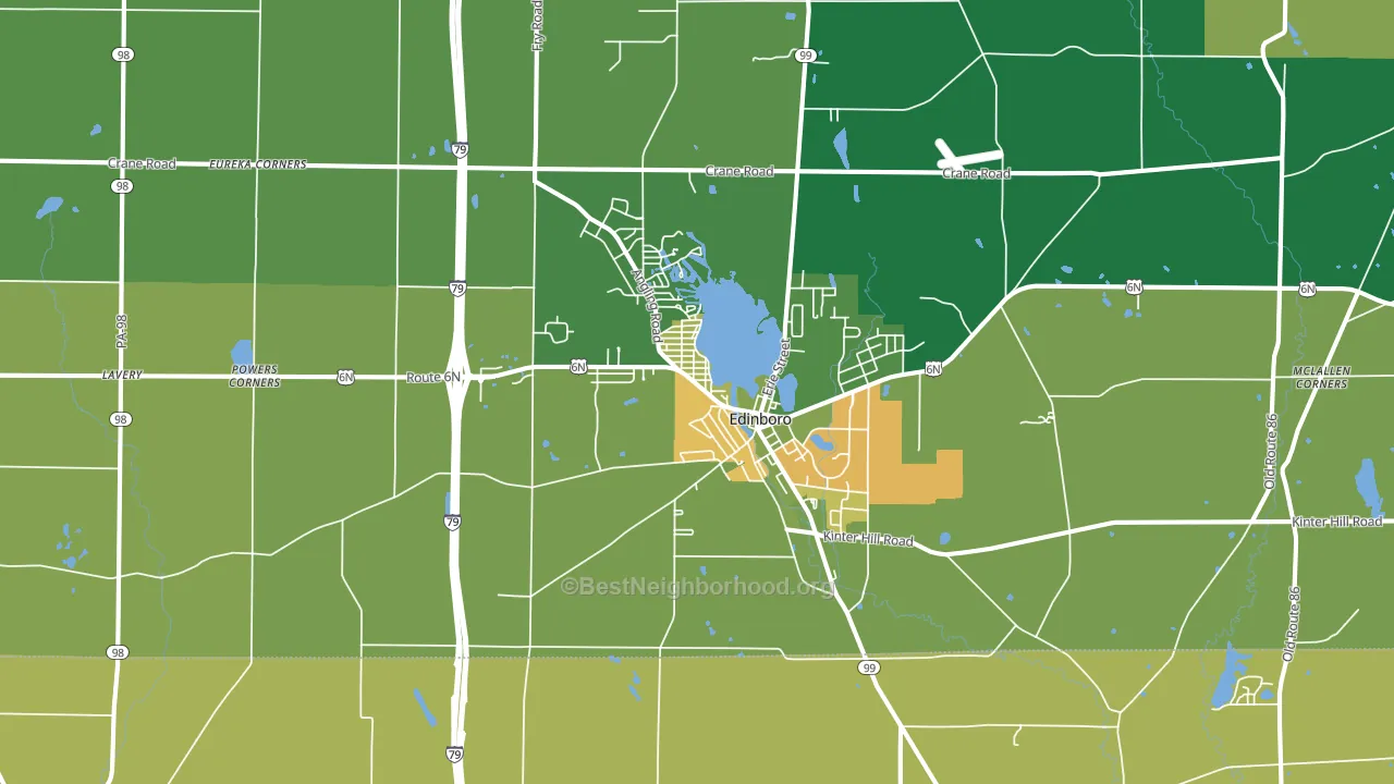 Edinboro, PA block-group voter-turnout map