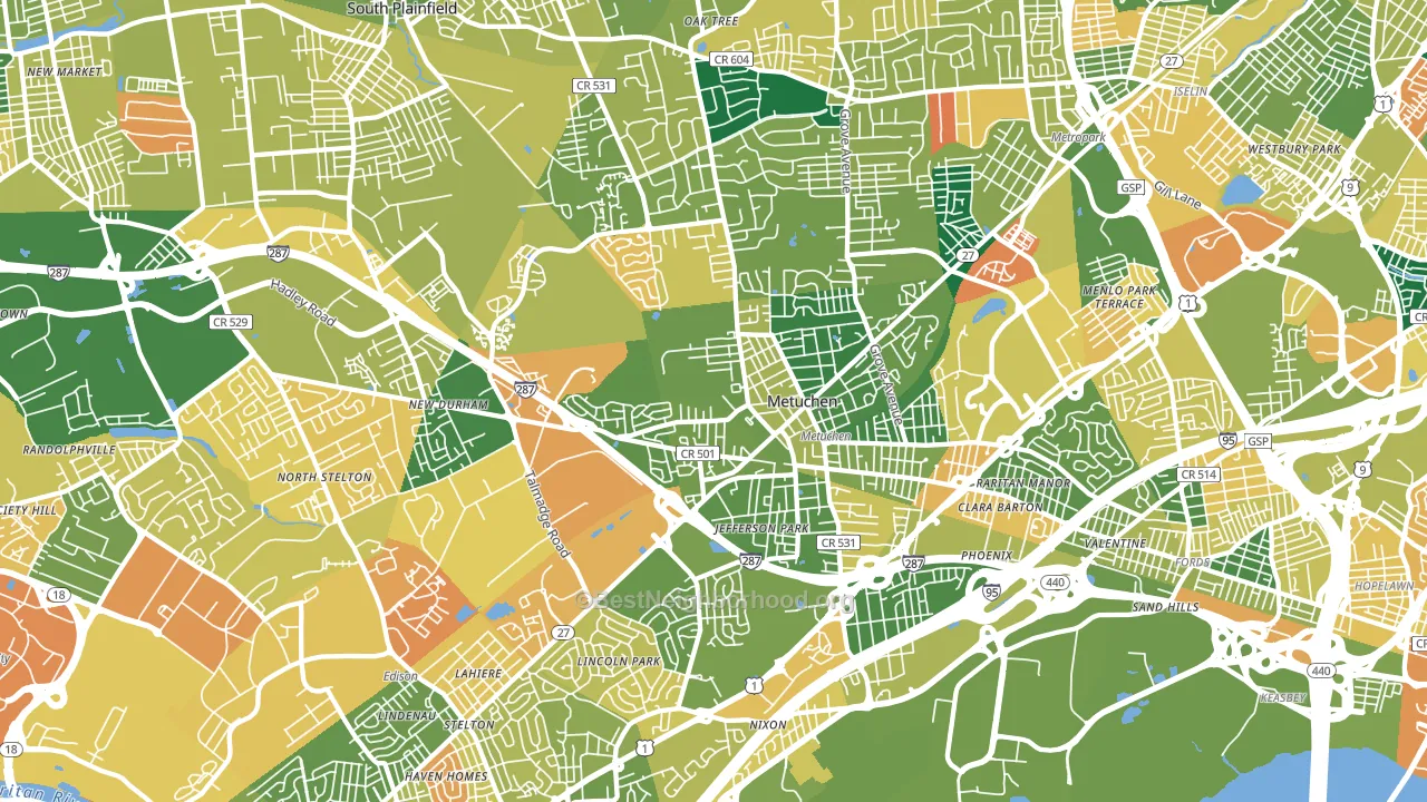 Edison, NJ block-group voter-turnout map