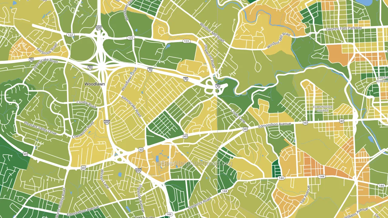 Edmondson Heights, Woodlawn, MD block-group voter-turnout map