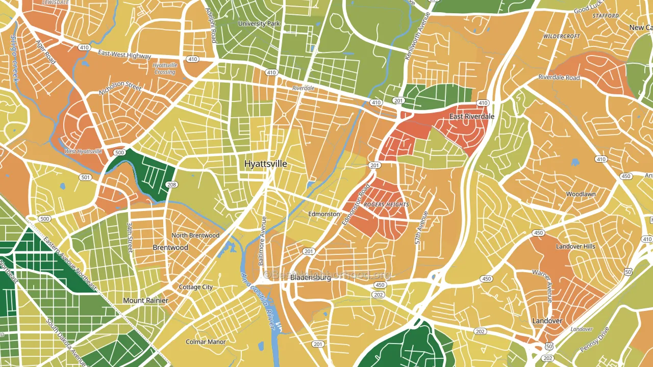 Edmonston, MD block-group voter-turnout map