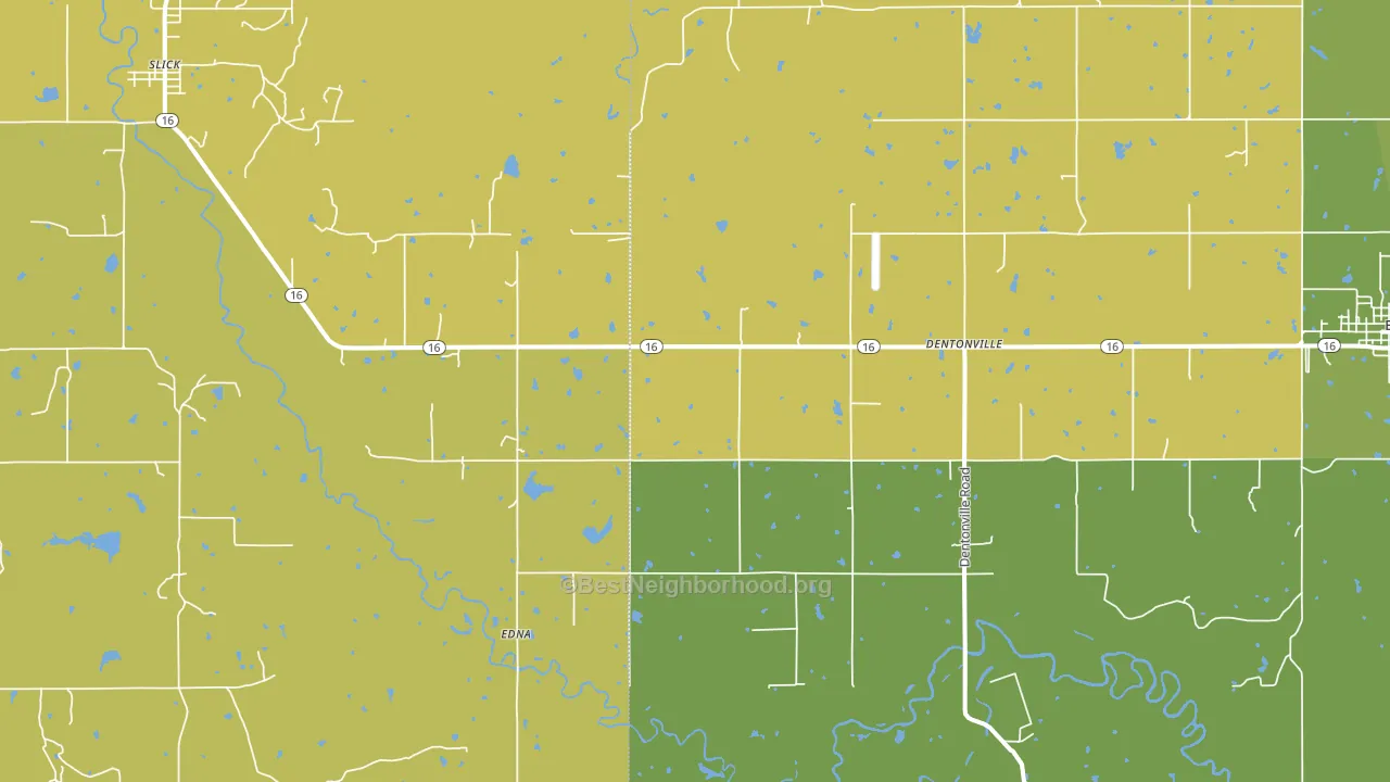 Edna, OK block-group voter-turnout map