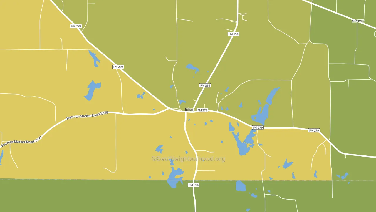 Edom, TX block-group voter-turnout map