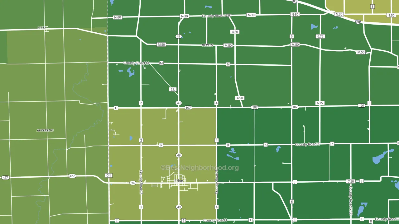 Edon, OH block-group voter-turnout map