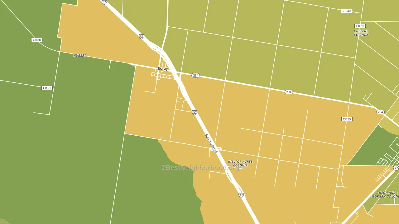 Edroy, TX block-group voter-turnout map