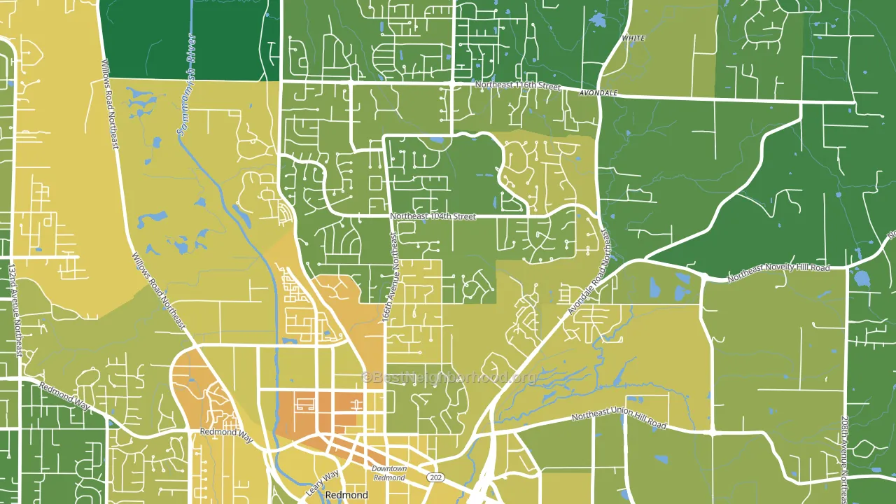 Education Hill, Redmond, WA block-group voter-turnout map