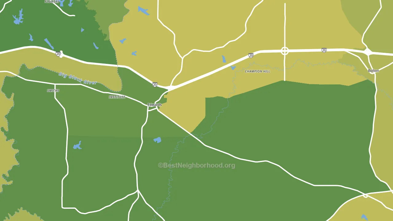 Edwards, MS block-group voter-turnout map