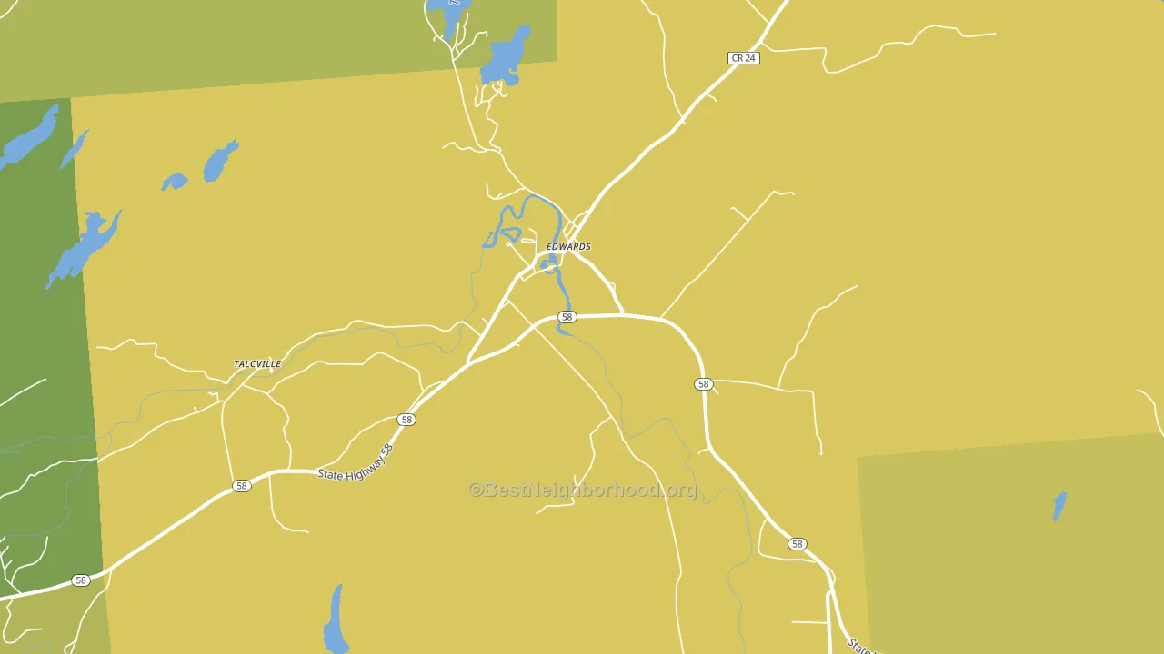 Edwards, NY block-group voter-turnout map
