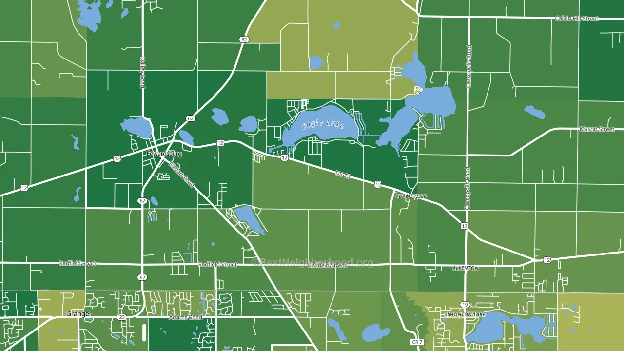 Edwardsburg, MI block-group voter-turnout map