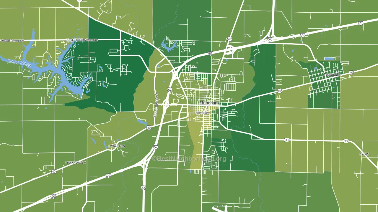 Effingham, IL block-group voter-turnout map