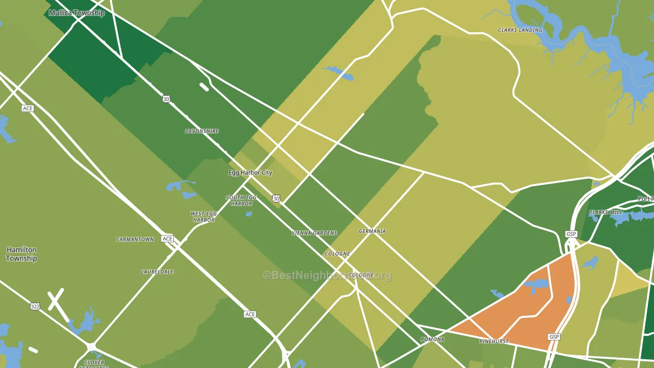 Egg Harbor City, NJ block-group voter-turnout map