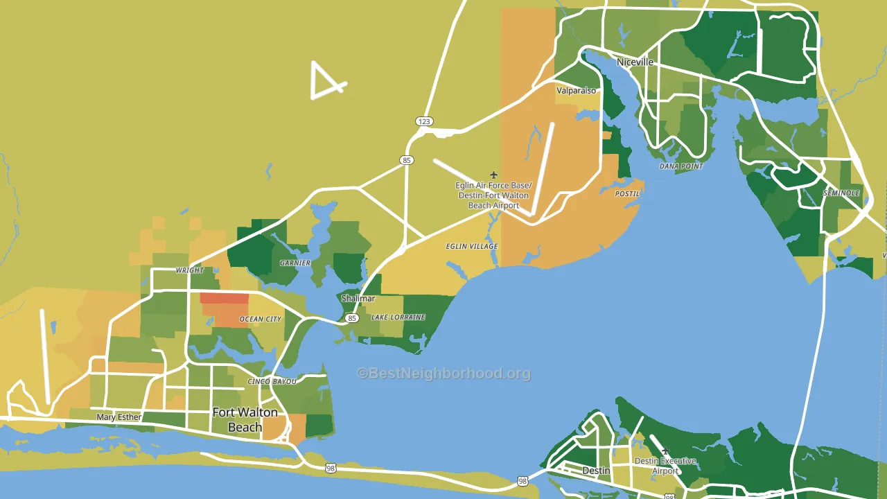 Eglin Afb, FL block-group voter-turnout map