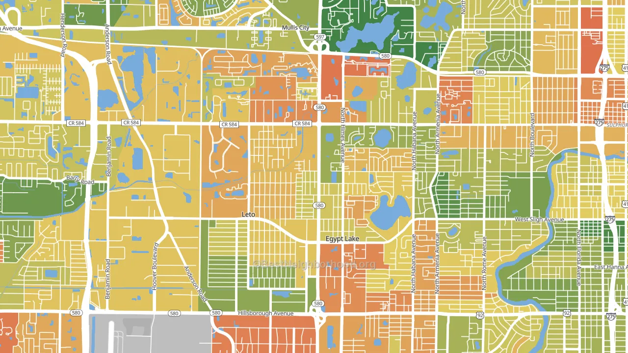 Egypt Lake-Leto, FL block-group voter-turnout map