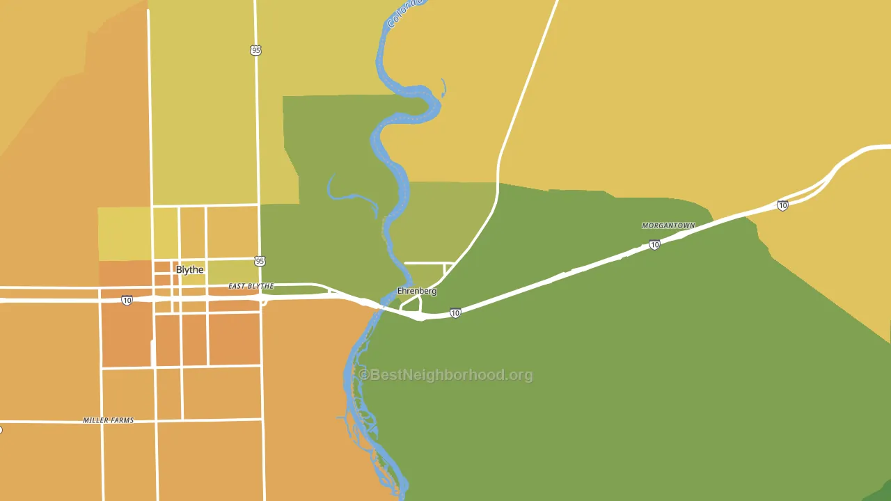 Ehrenberg, AZ block-group voter-turnout map