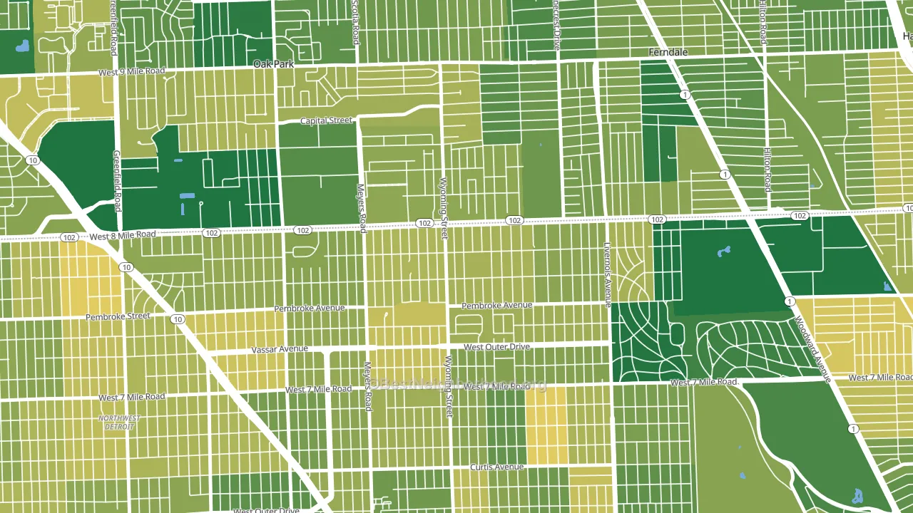 Eight Mile Wyoming, Detroit, MI block-group voter-turnout map