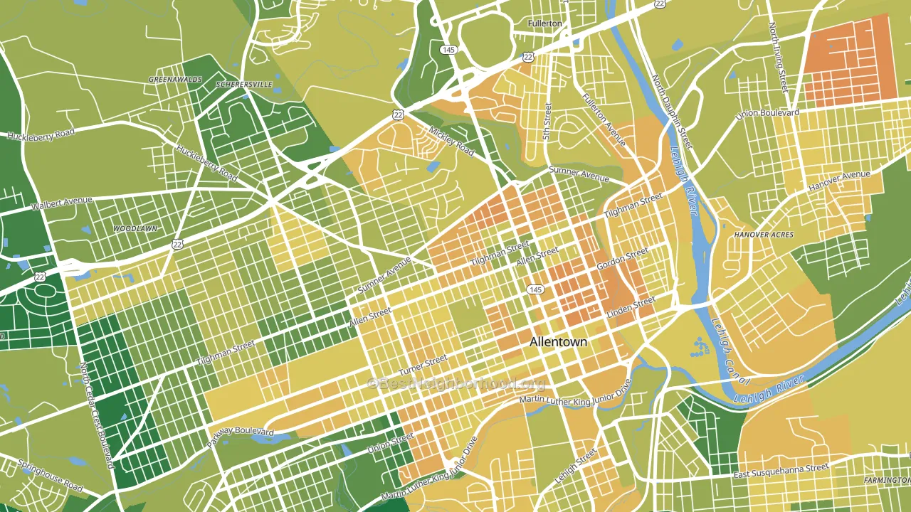 Eighth Ward, Allentown, PA block-group voter-turnout map