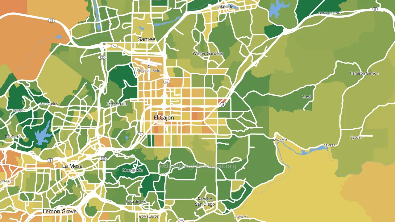 El Cajon, CA block-group voter-turnout map