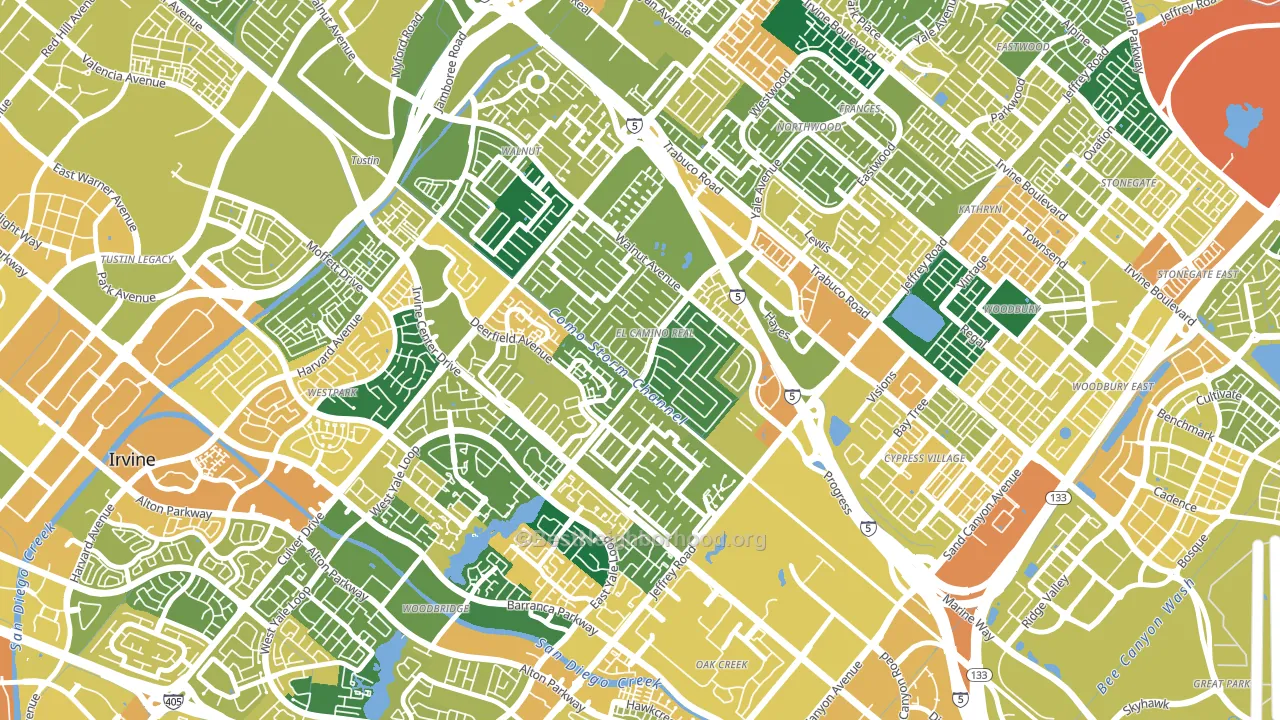 El Camino Real, Irvine, CA block-group voter-turnout map