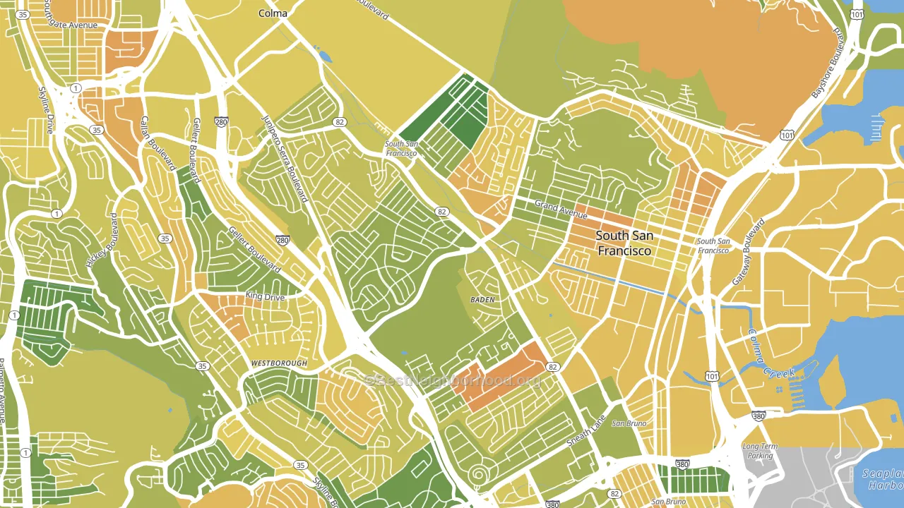 El Camino, South San Francisco, CA block-group voter-turnout map