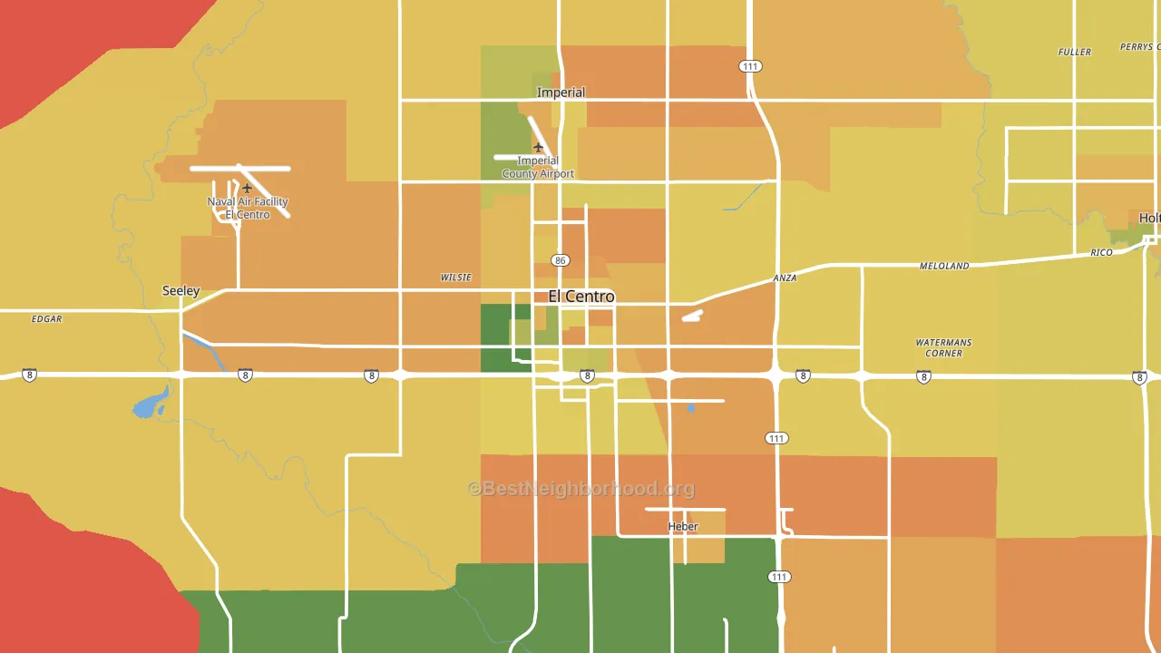 El Centro, CA block-group voter-turnout map