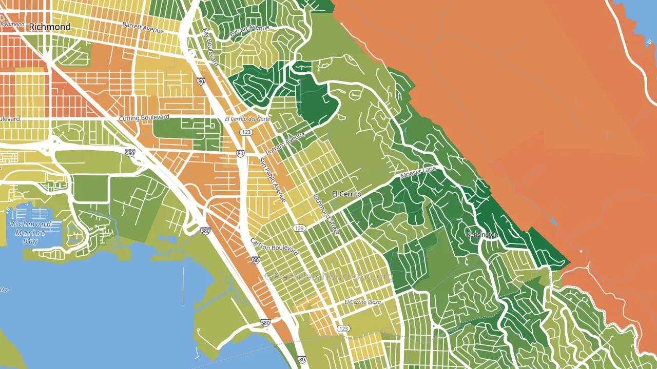 El Cerrito, CA block-group voter-turnout map