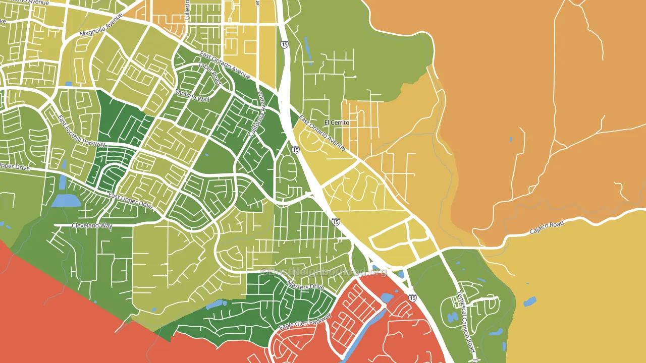 El Cerrito, Corona, CA block-group voter-turnout map