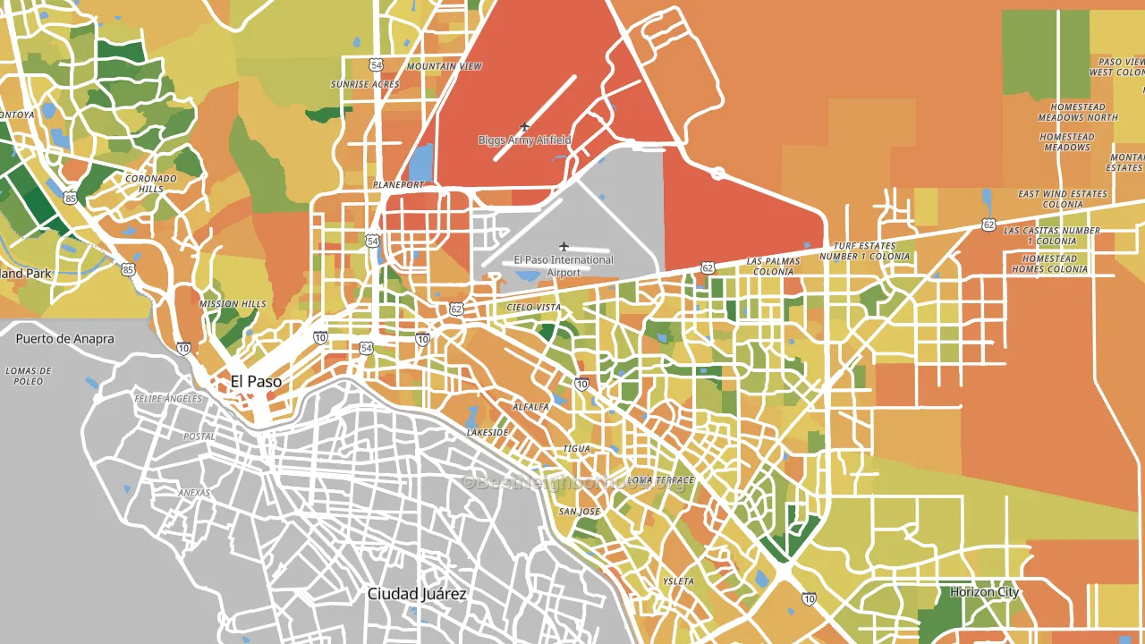 El Paso County, TX block-group voter-turnout map
