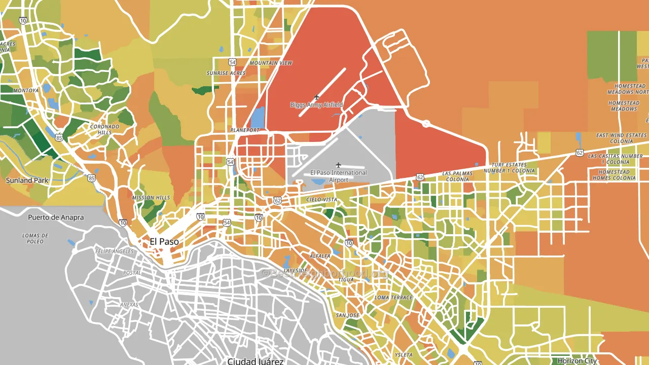 El Paso, TX block-group voter-turnout map