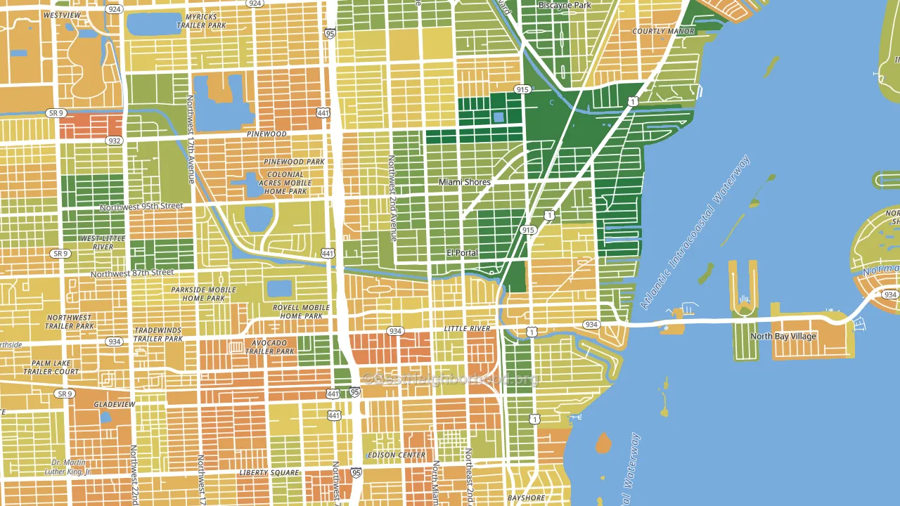 El Portal, FL block-group voter-turnout map