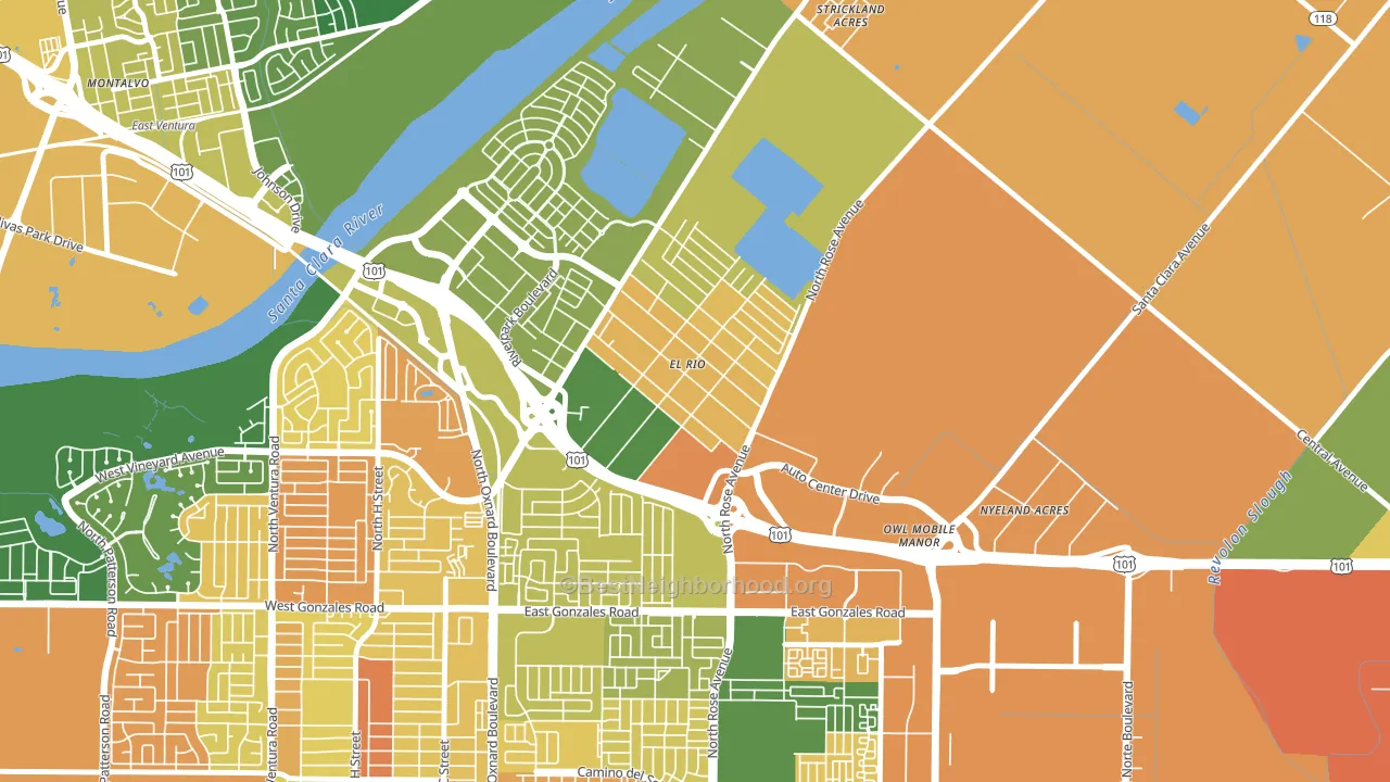 El Rio, Oxnard, CA block-group voter-turnout map