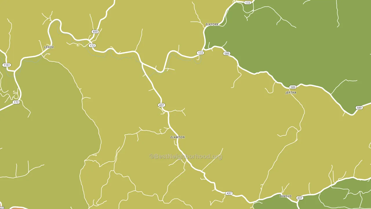 Elamton, KY block-group voter-turnout map