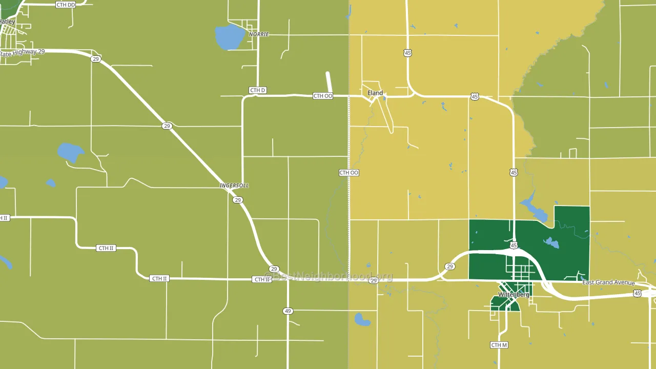 Eland, WI block-group voter-turnout map