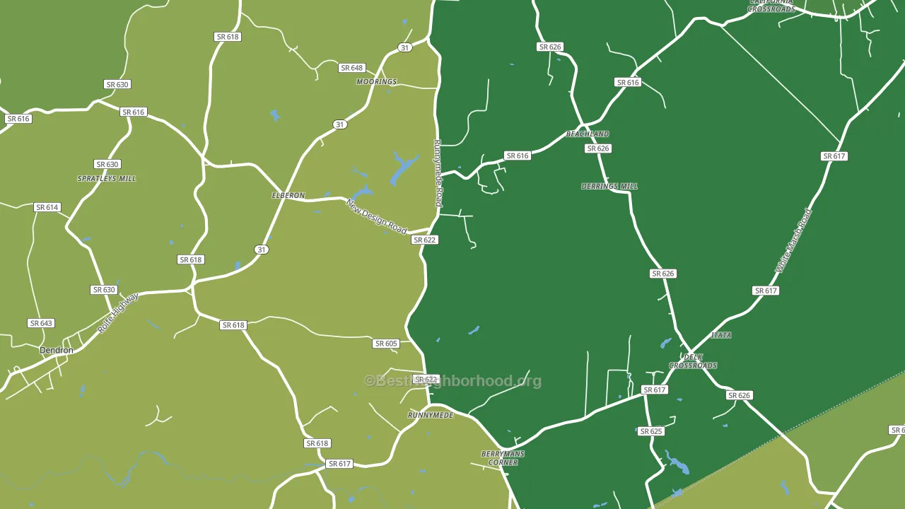 Elberon, VA block-group voter-turnout map