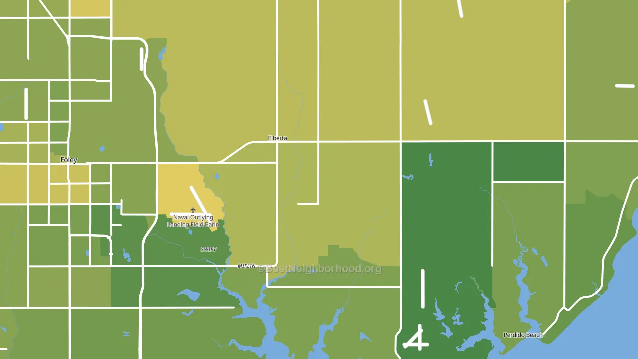 Elberta, AL block-group voter-turnout map