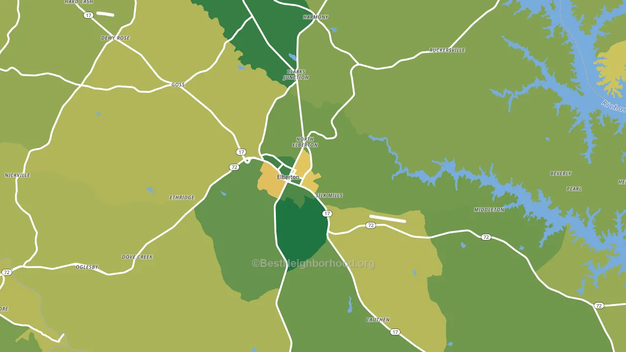 Elberton, GA block-group voter-turnout map