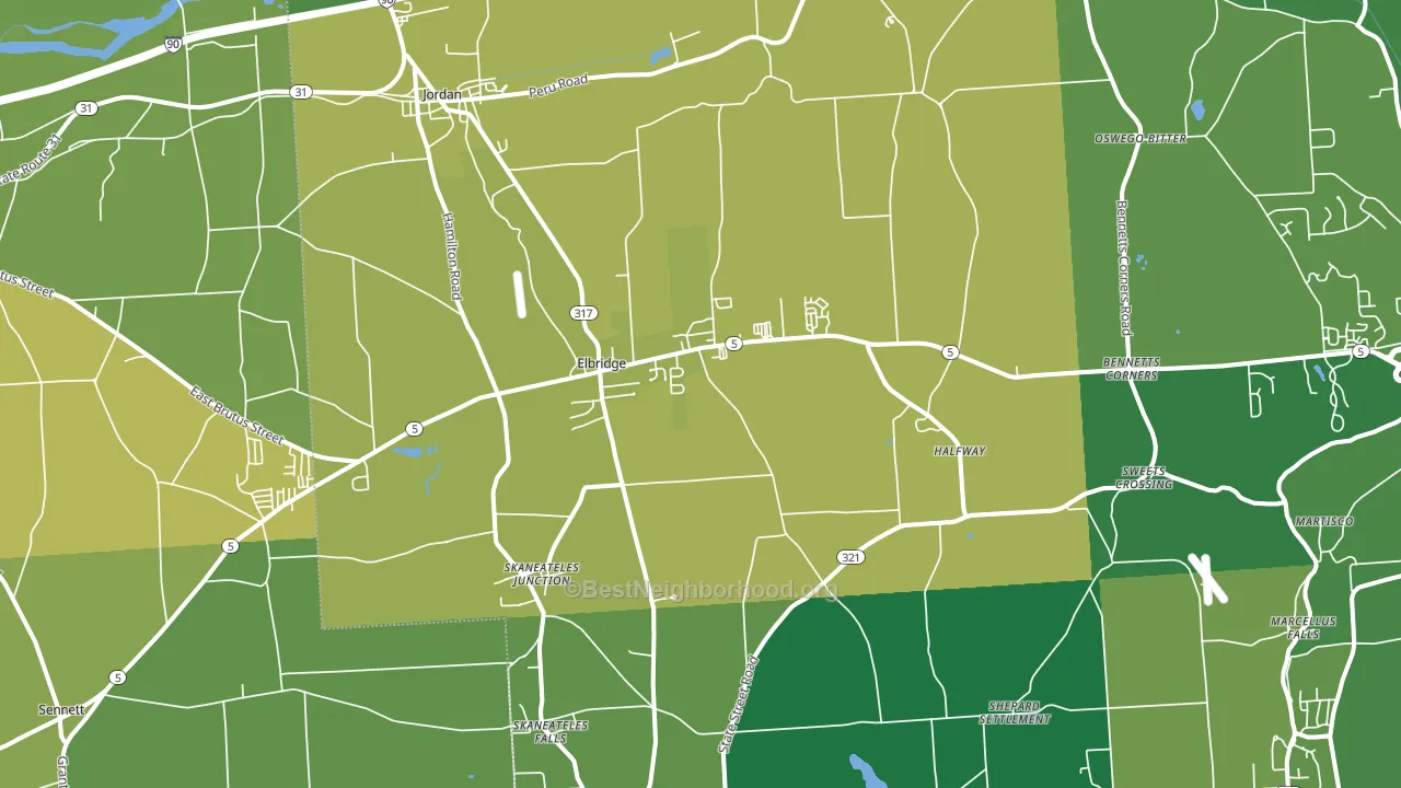 Elbridge, NY block-group voter-turnout map