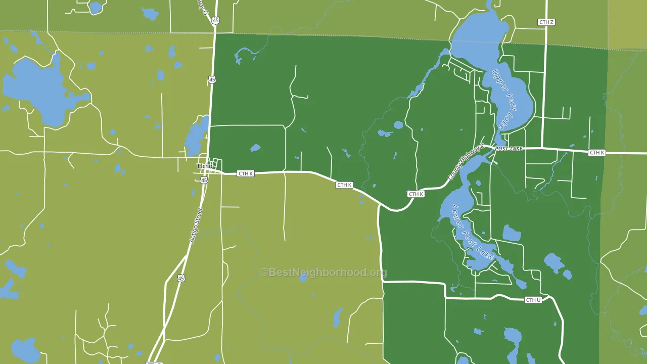 Elcho, WI block-group voter-turnout map