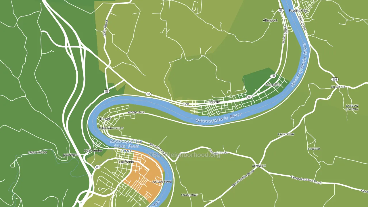 Elco, PA block-group voter-turnout map