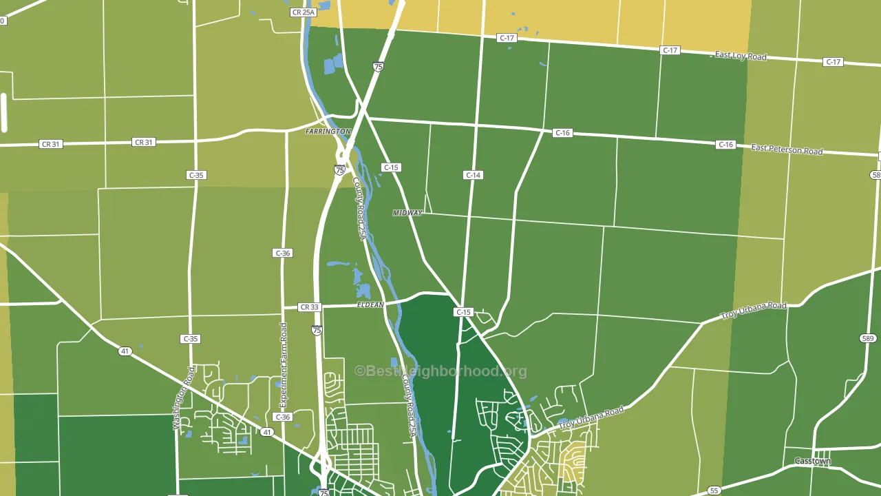 Eldean, OH block-group voter-turnout map
