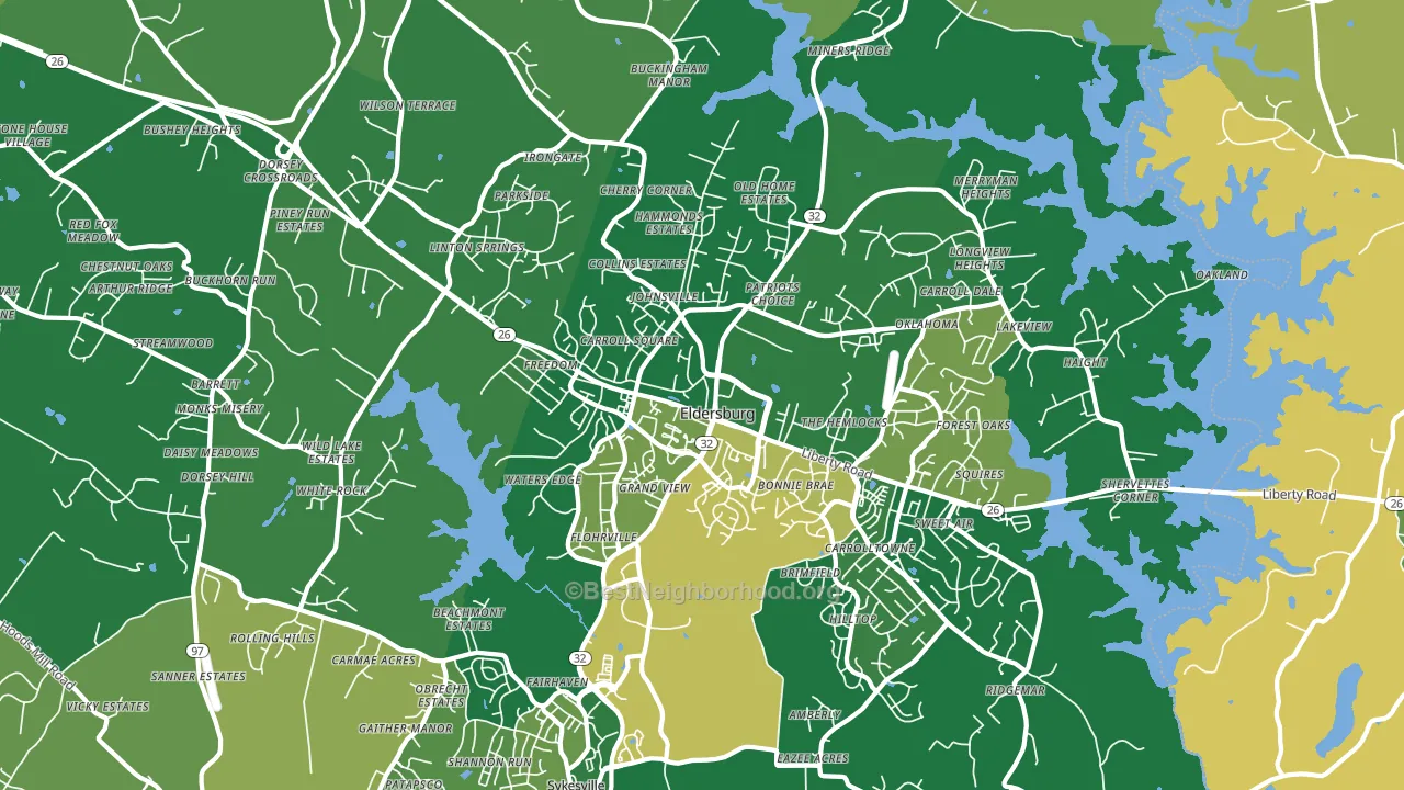 Eldersburg, MD block-group voter-turnout map