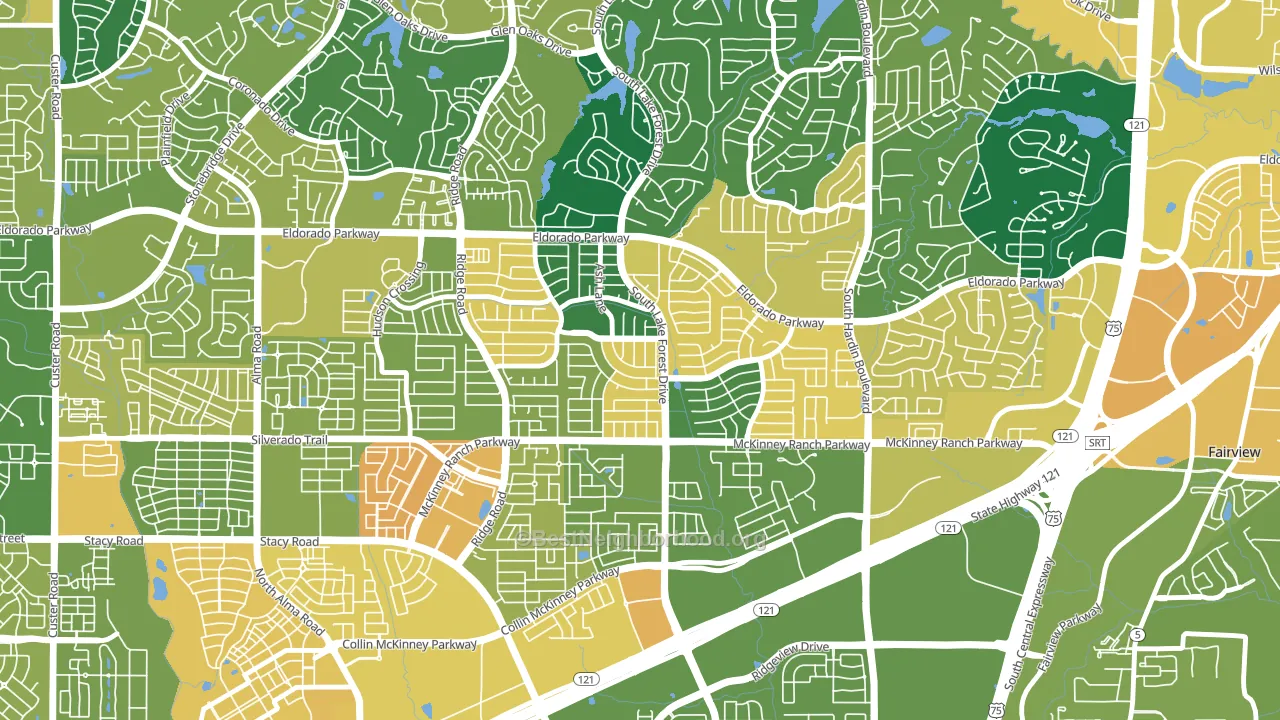 Eldorado Heights, McKinney, TX block-group voter-turnout map