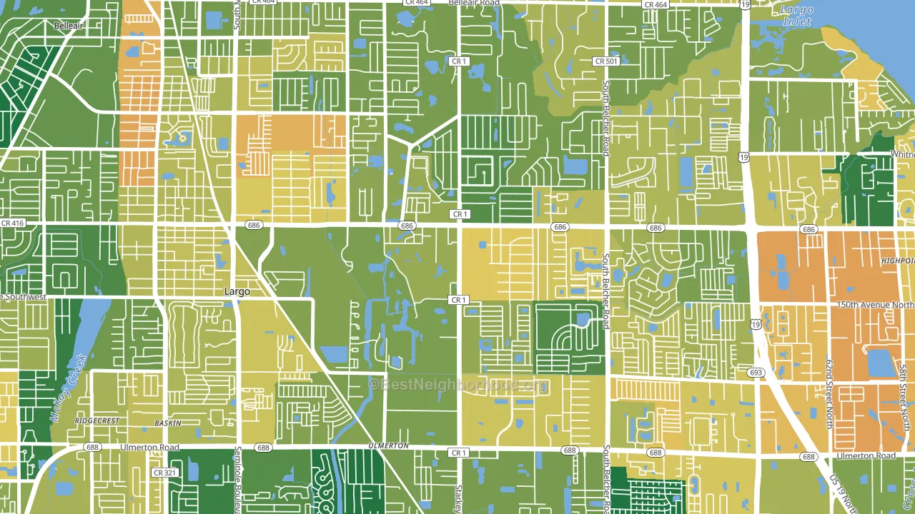 Eldorado Village, Largo, FL block-group voter-turnout map