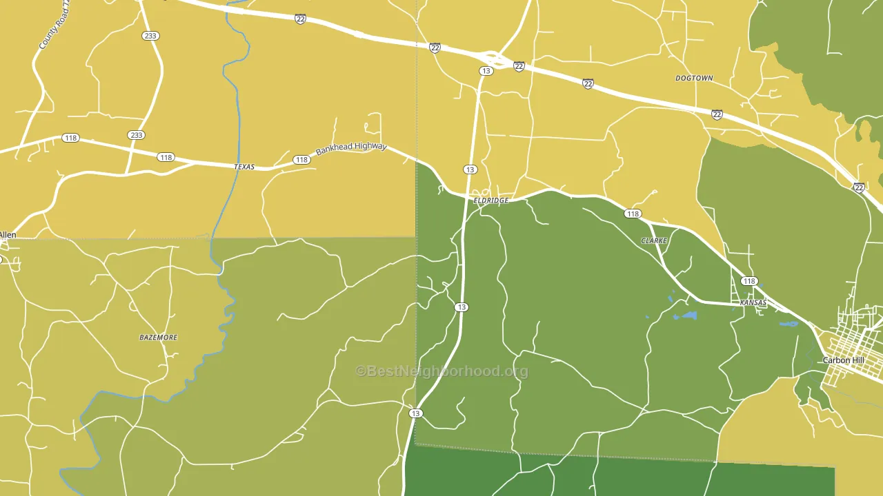 Eldridge, AL block-group voter-turnout map