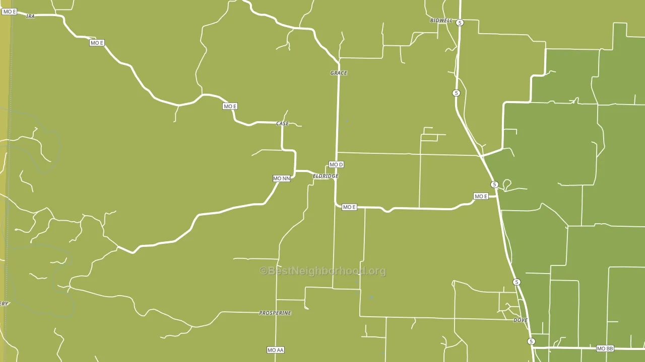Eldridge, MO block-group voter-turnout map
