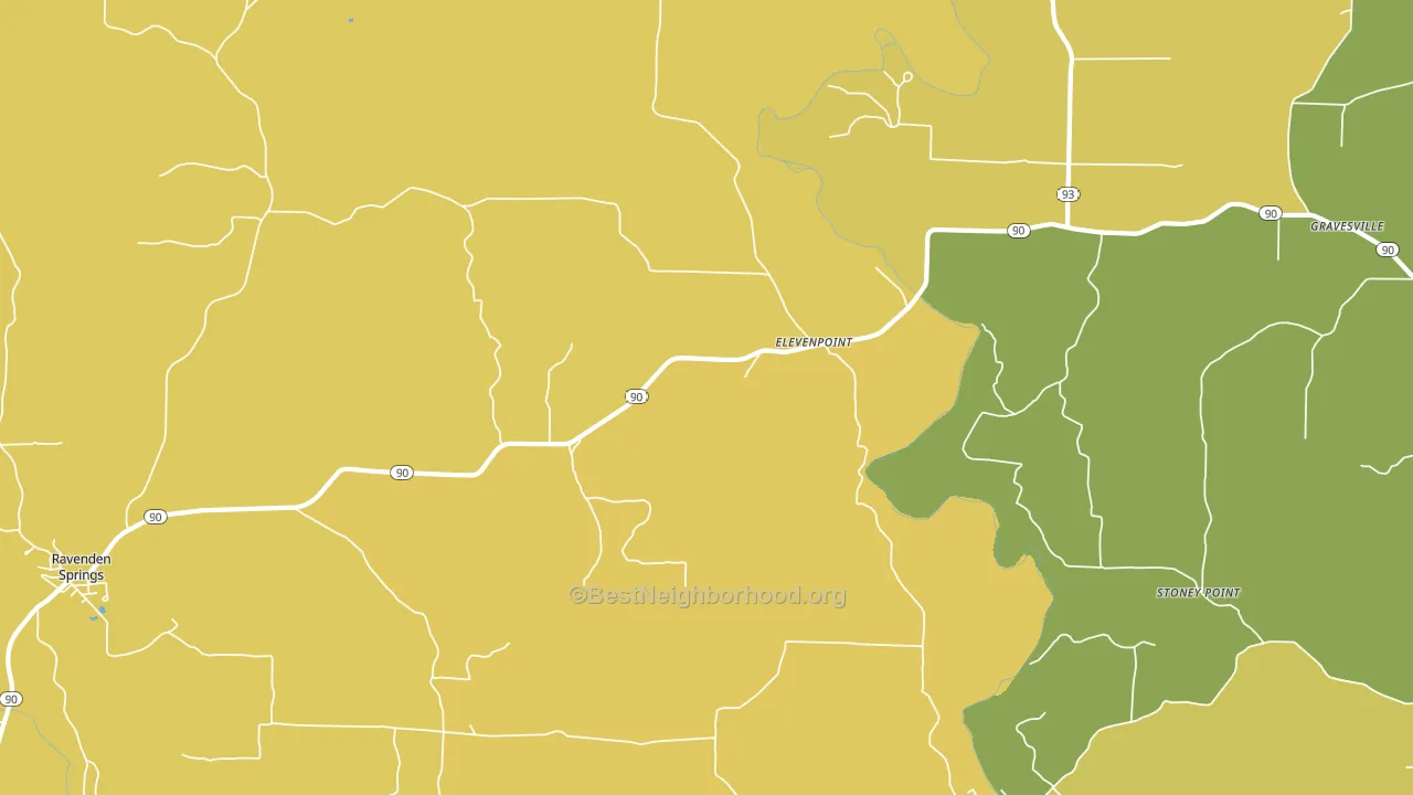 Elevenpoint, AR block-group voter-turnout map