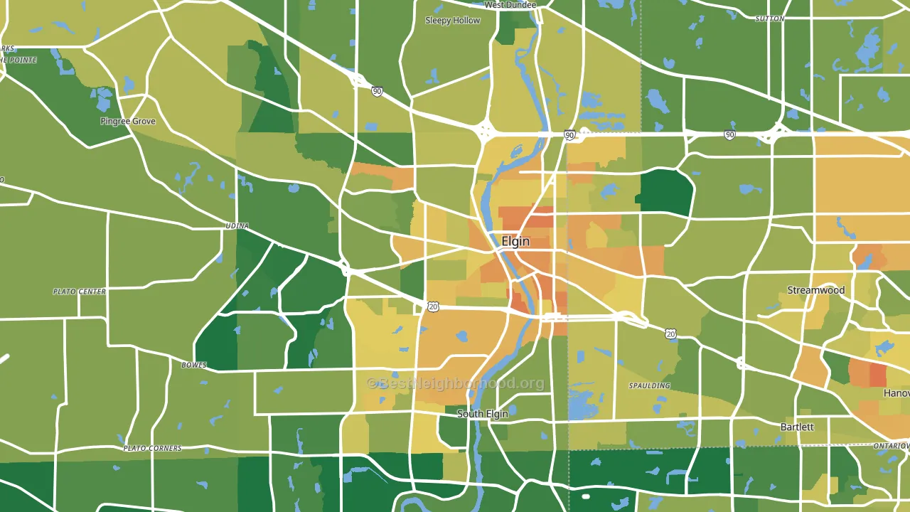 Elgin, IL block-group voter-turnout map