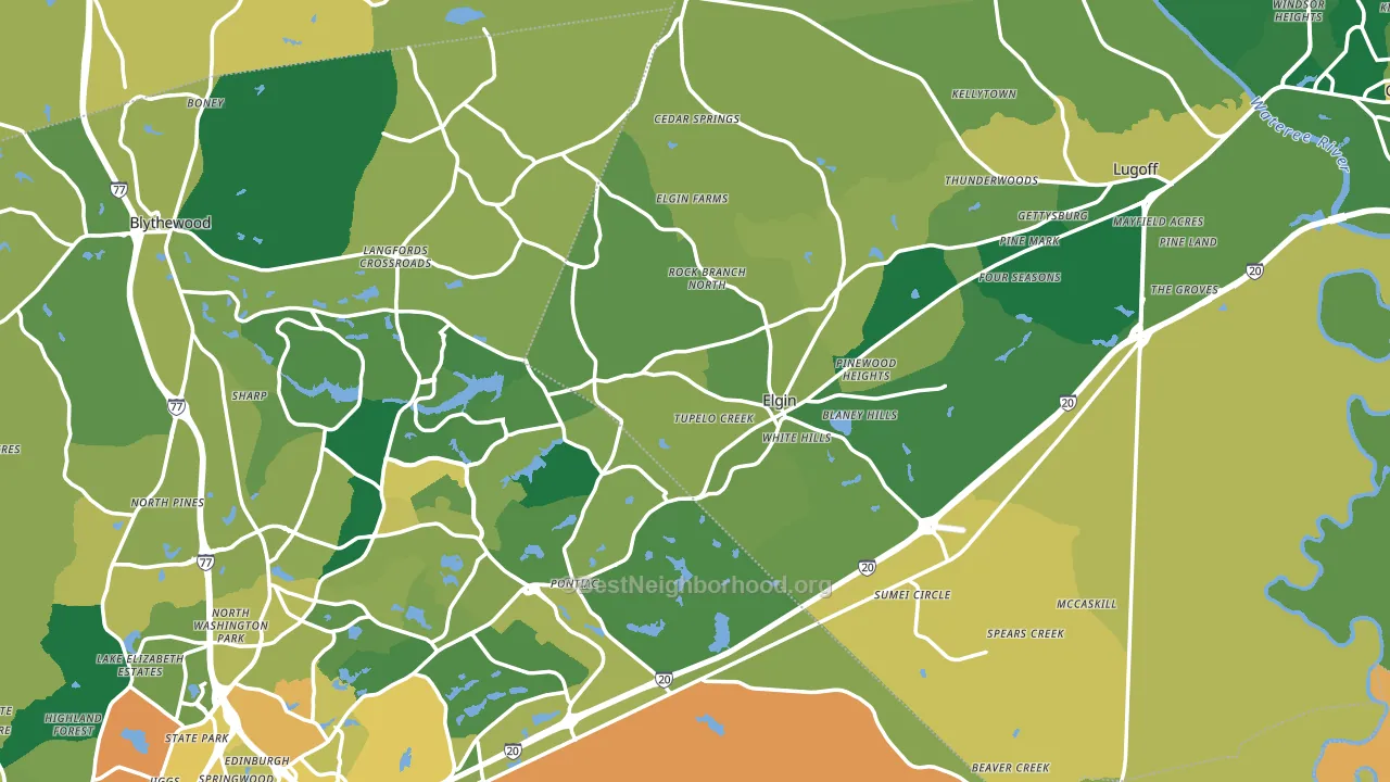 Elgin, SC block-group voter-turnout map