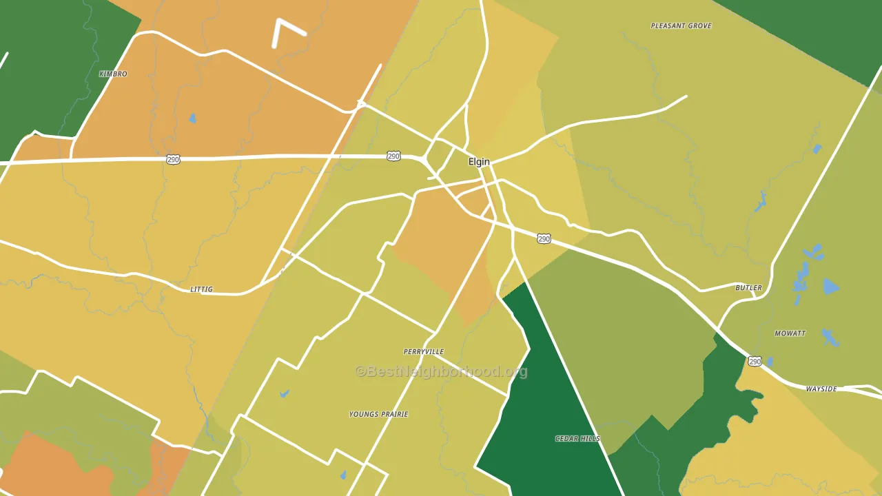 Elgin, TX block-group voter-turnout map
