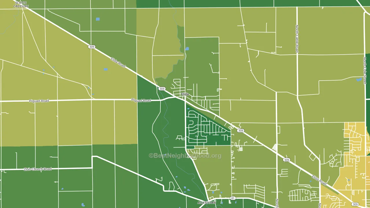 Elida, OH block-group voter-turnout map