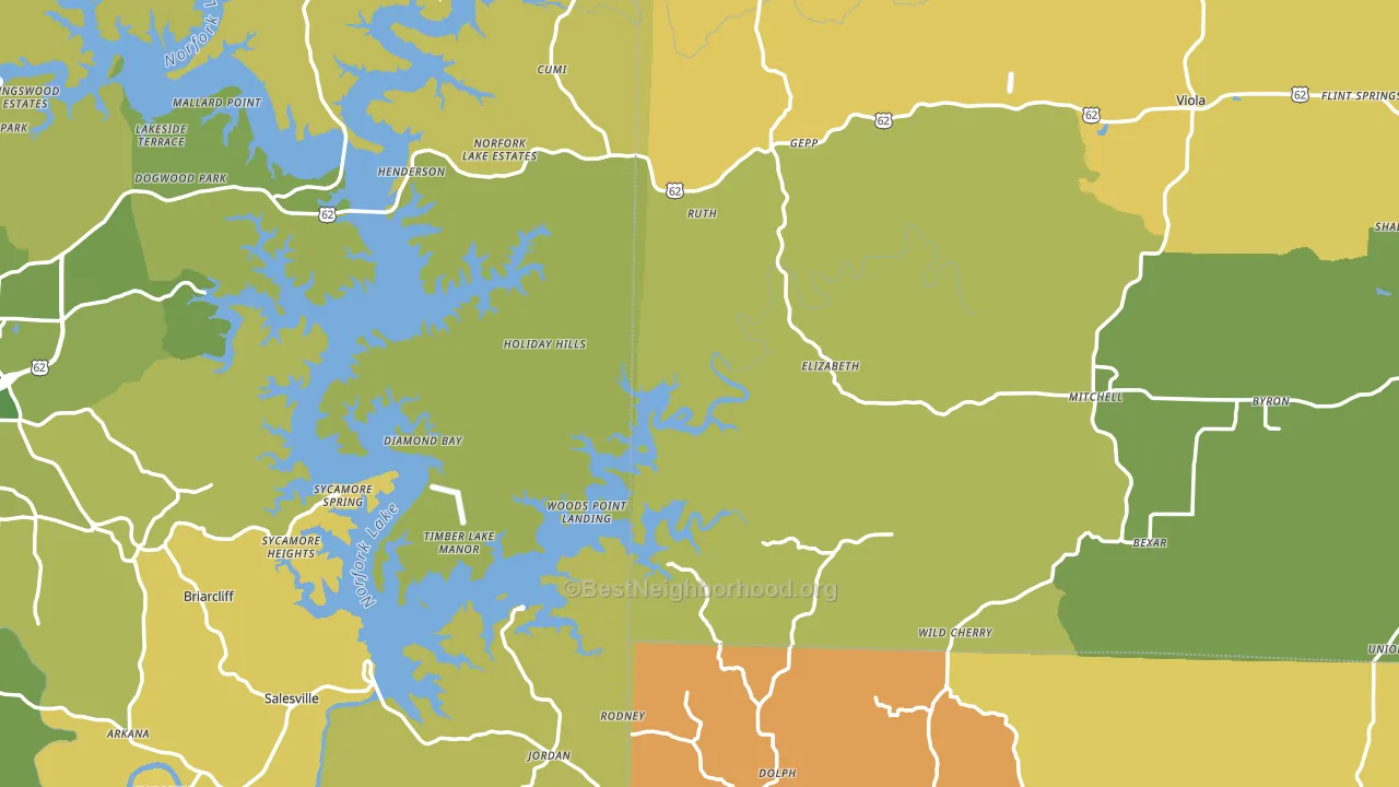 Elizabeth, AR block-group voter-turnout map