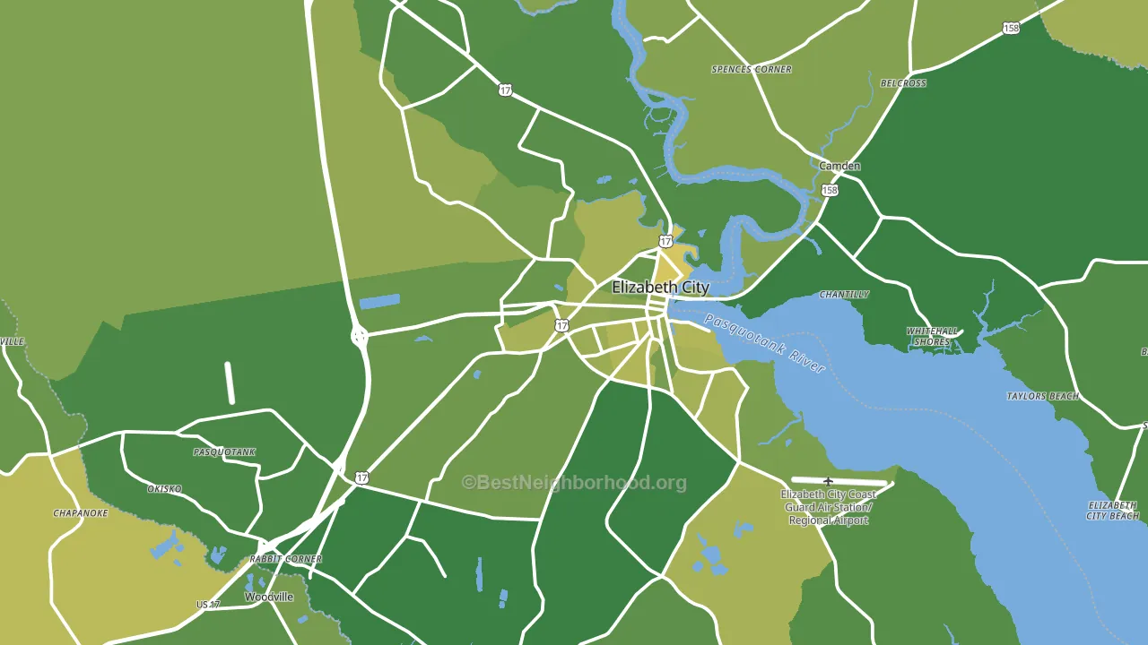 Elizabeth City, NC block-group voter-turnout map